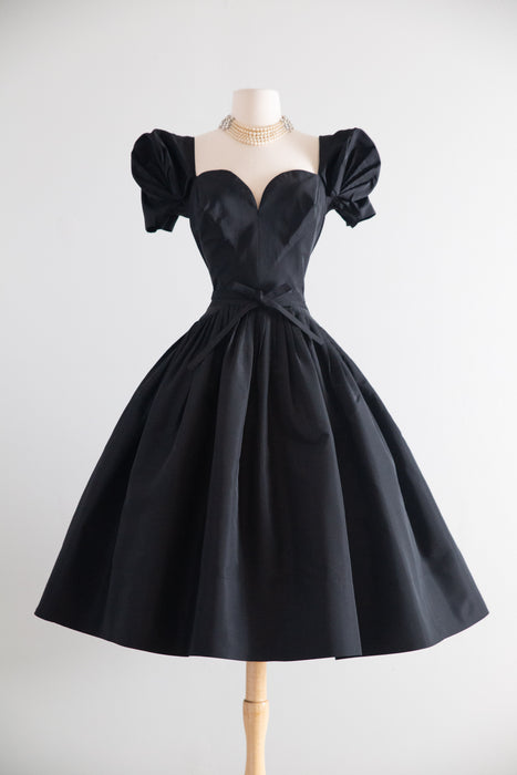 Spectacular 1950's New Look Era Traina-Norell Couture Cocktail Dress in Silk Faille / S
