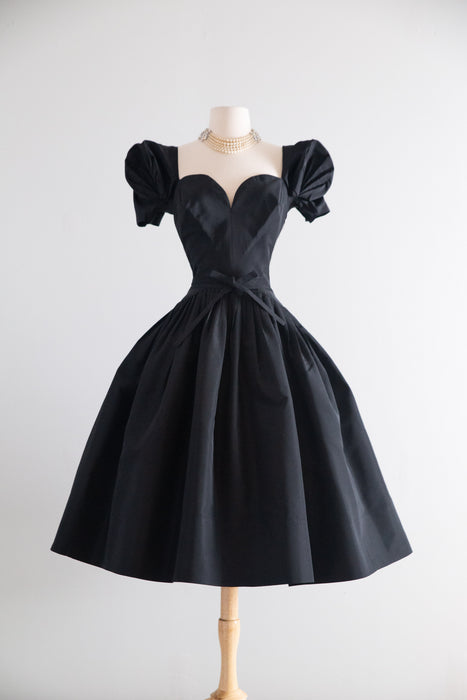 Spectacular 1950's New Look Era Traina-Norell Couture Cocktail Dress in Silk Faille / S