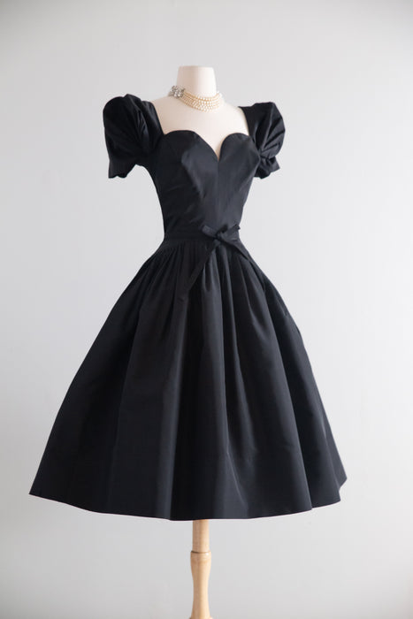 Spectacular 1950's New Look Era Traina-Norell Couture Cocktail Dress in Silk Faille / S