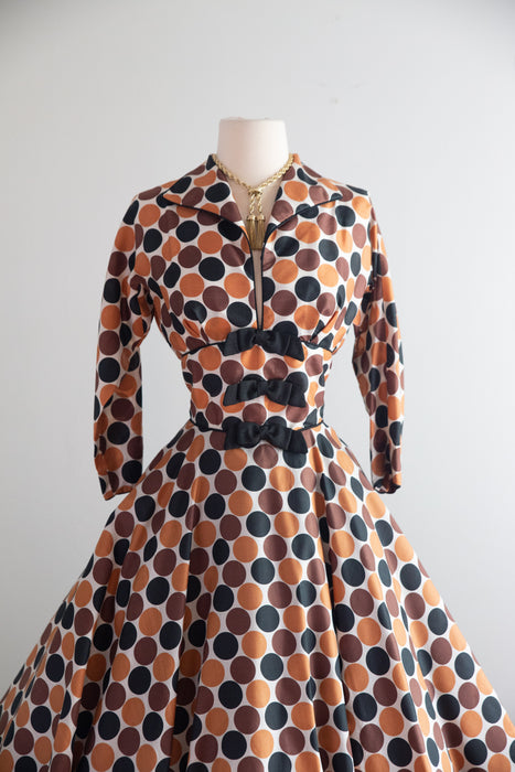 Fabulous 1950's Copper Penny Silk Dress by Mark- Robbins / S