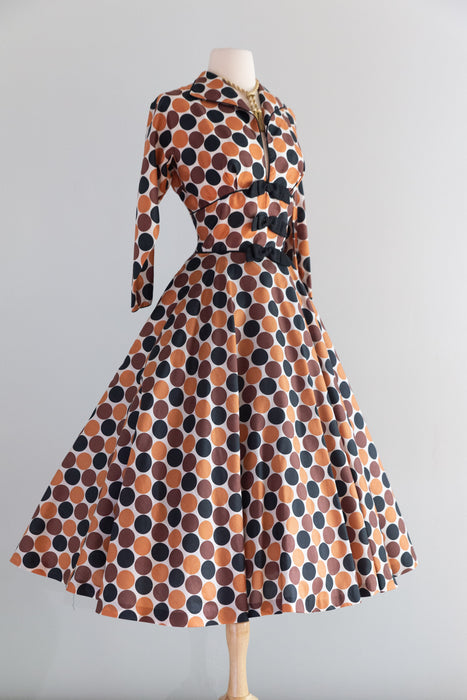 Fabulous 1950's Copper Penny Silk Dress by Mark- Robbins / S