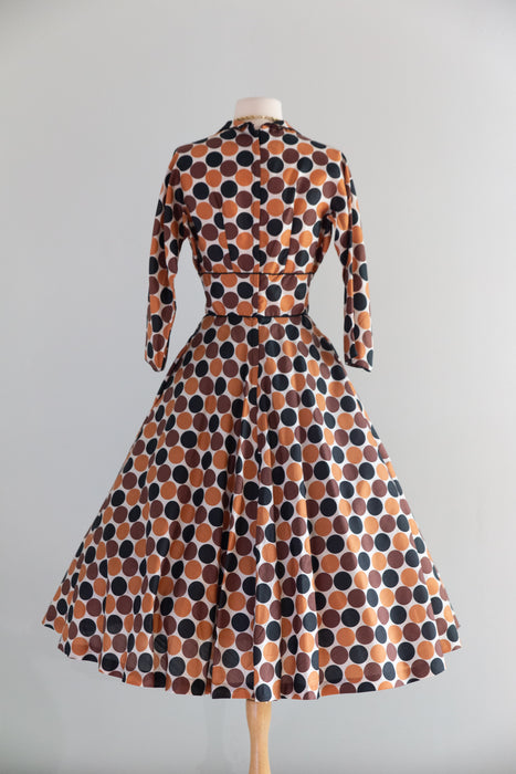 Fabulous 1950's Copper Penny Silk Dress by Mark- Robbins / S