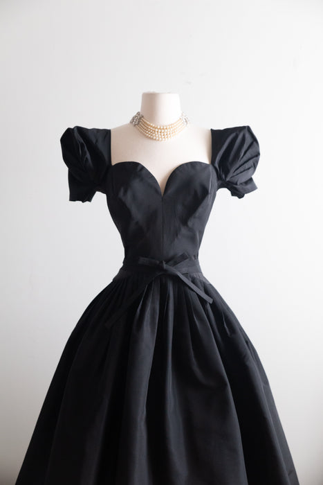 Spectacular 1950's New Look Era Traina-Norell Couture Cocktail Dress in Silk Faille / S