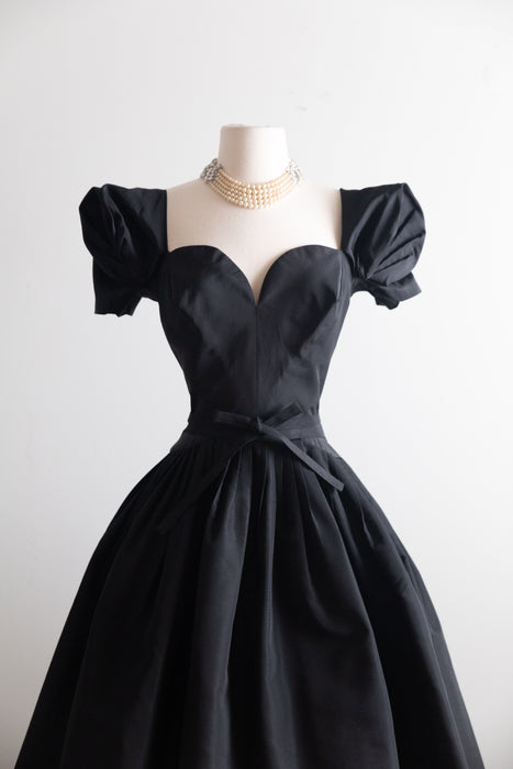 Spectacular 1950's New Look Era Traina-Norell Couture Cocktail Dress in Silk Faille / S