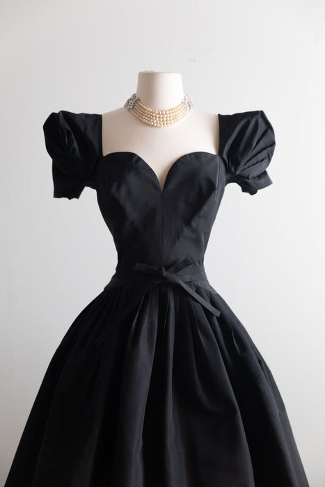 Spectacular 1950's New Look Era Traina-Norell Couture Cocktail Dress in Silk Faille / S