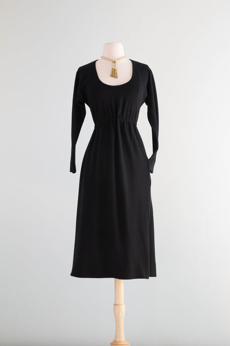 Iconic 1970's Halston Black Wool Long Sleeve Bias Cut Jersey Dress / S – Xtabay Vintage