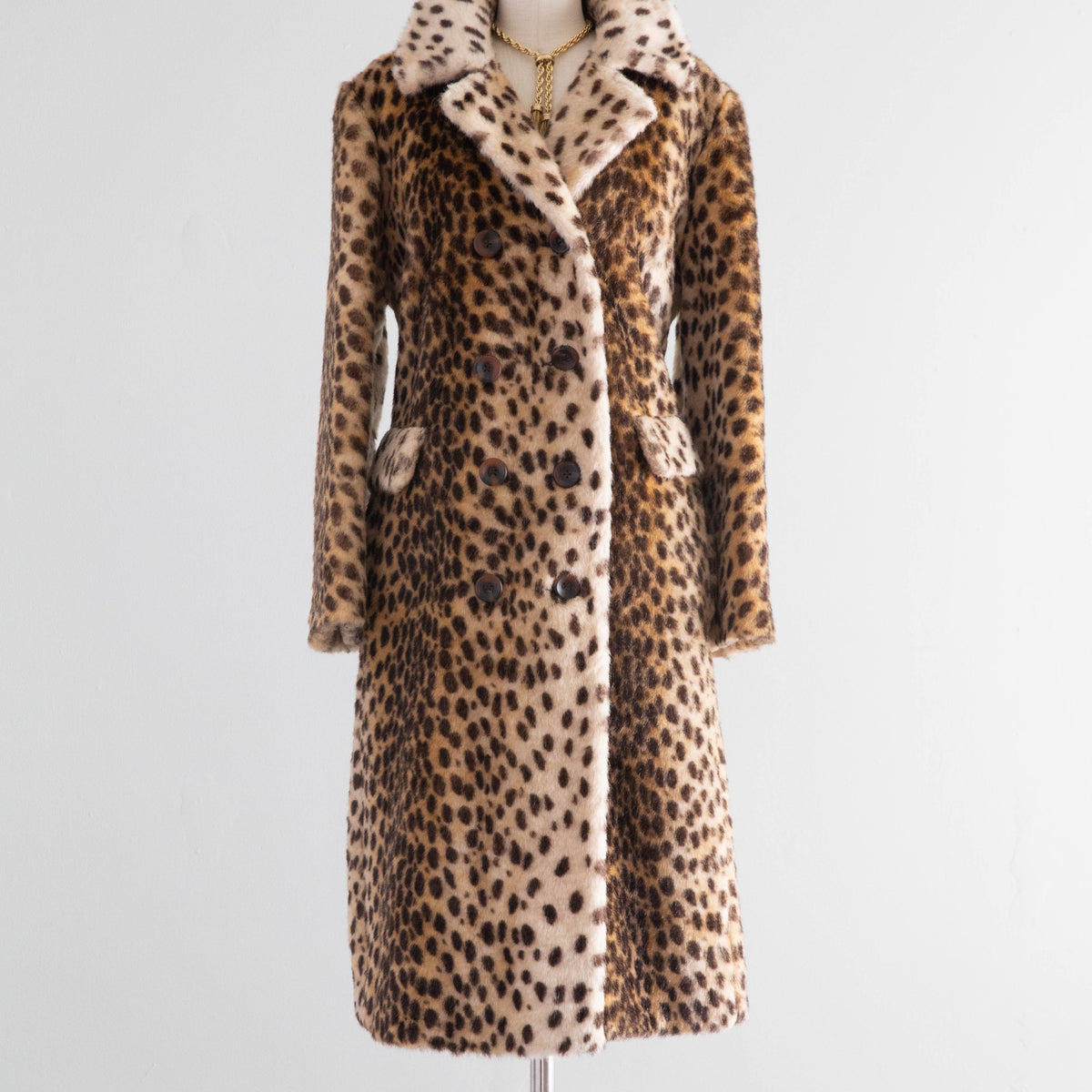 Glamorous 1960's Cheetah Print Faux Fur Coat by Ed Millstein / M
