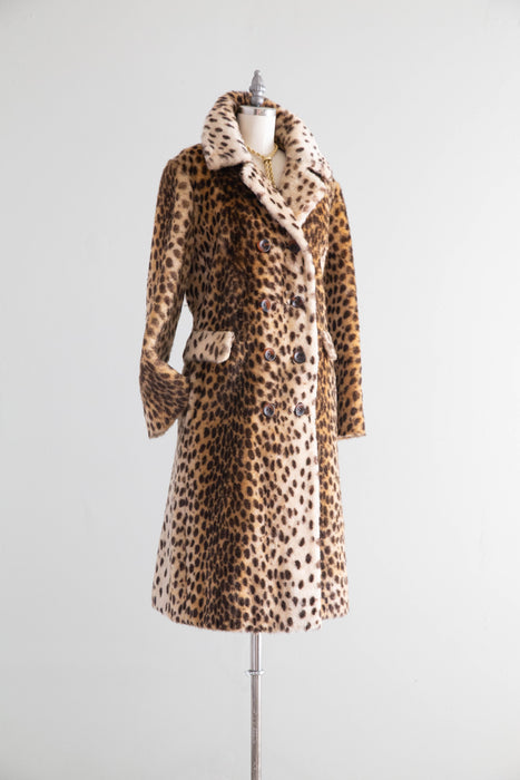 Glamorous 1960’s Cheetah Print Faux Fur Coat by Ed Millstein / M