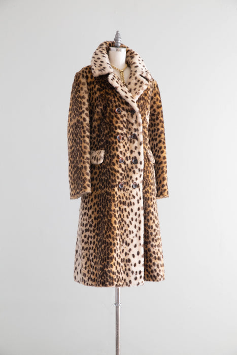 Glamorous 1960’s Cheetah Print Faux Fur Coat by Ed Millstein / M