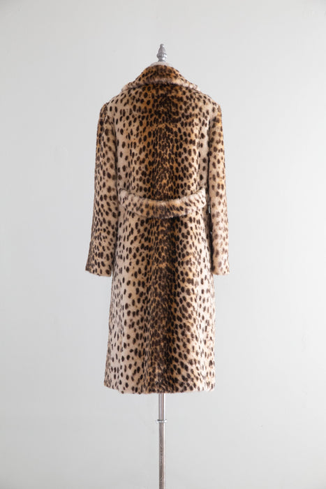 Glamorous 1960’s Cheetah Print Faux Fur Coat by Ed Millstein / M