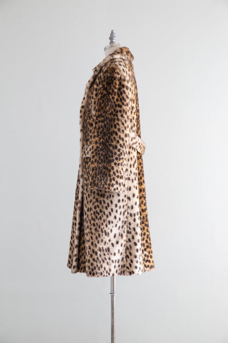 Glamorous 1960’s Cheetah Print Faux Fur Coat by Ed Millstein / M