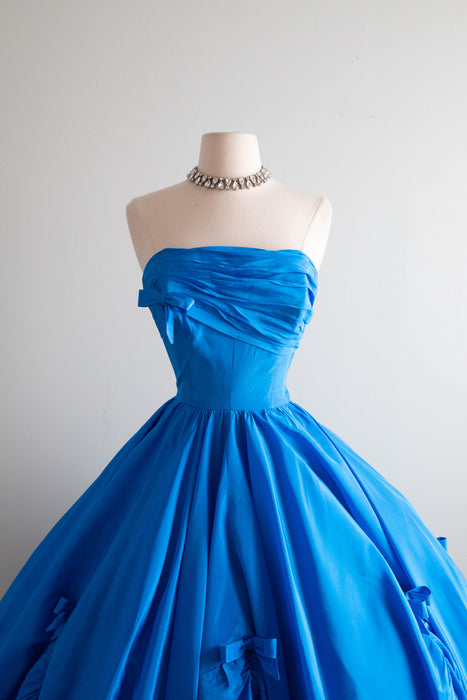 Vintage 1950's Cote D'Azur Blue Formal Dress By Cotillion / Small Vintage 1950's Cote D'Azur Blue Formal Dress By Cotillion / Small