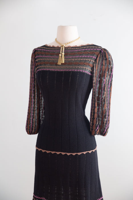 Beautiful 1970's Two Piece Autumnal Knit Set / M