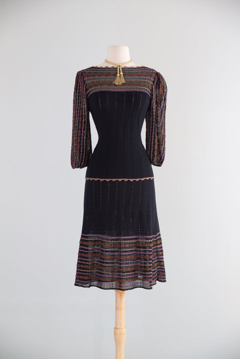 Beautiful 1970's Two Piece Autumnal Knit Set / M