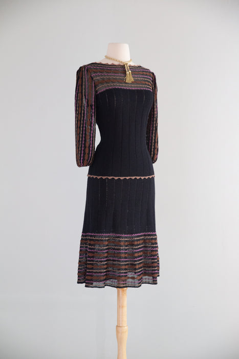 Beautiful 1970's Two Piece Autumnal Knit Set / M