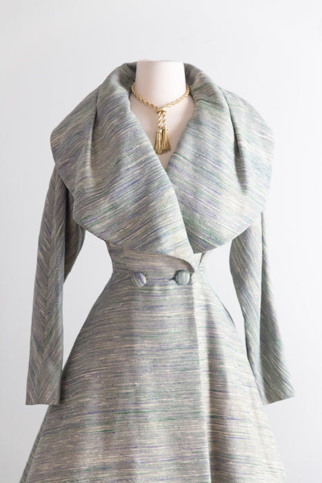 Rare! Early 1950's Lilli Ann New Look Princess Coat in Metallic Gold Tweed / S