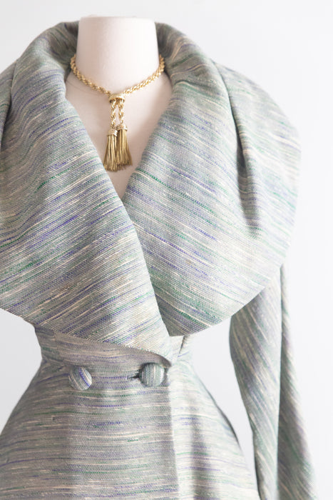 Rare! Early 1950's Lilli Ann New Look Princess Coat in Metallic Gold Tweed / S