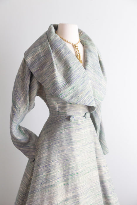 Rare! Early 1950's Lilli Ann New Look Princess Coat in Metallic Gold Tweed / S