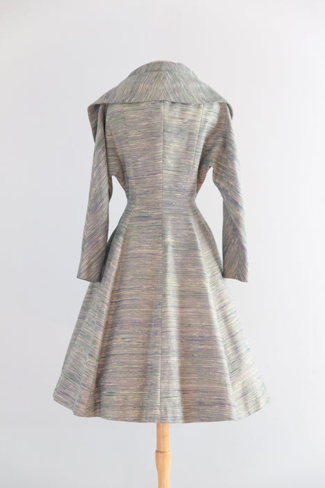 Rare! Early 1950's Lilli Ann New Look Princess Coat in Metallic Gold Tweed / S