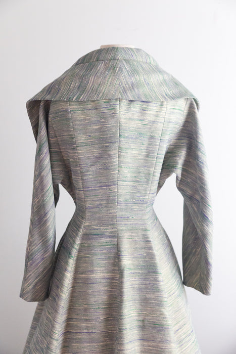 Rare! Early 1950's Lilli Ann New Look Princess Coat in Metallic Gold Tweed / S