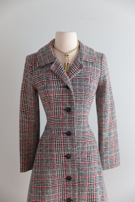 Timeless Chic 1960's I.Magnin Wool Houndstooth Coat / SM