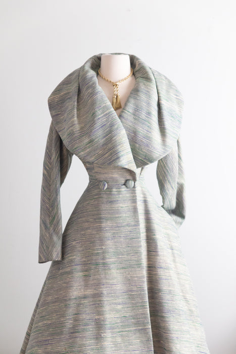Rare! Early 1950's Lilli Ann New Look Princess Coat in Metallic Gold Tweed / S