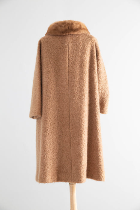 Elegant 1950s Lipman’s Carillon Wool Bouclé Coat with Mink Collar / ML