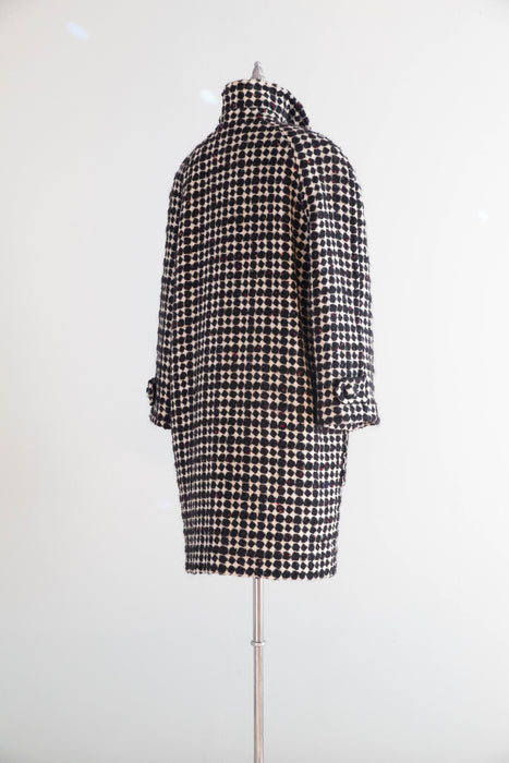 Fabulous 1980's Oversized Wool Geometric Pattern Coat & Skirt Set / SM