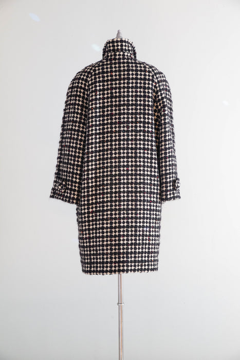 Fabulous 1980's Oversized Wool Geometric Pattern Coat & Skirt Set / SM