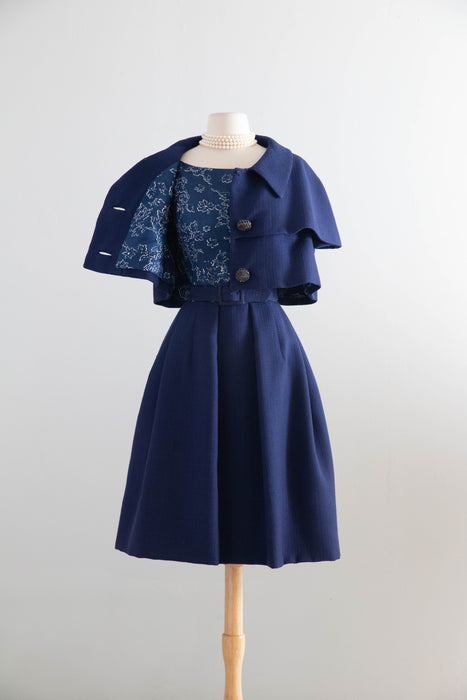 Rare 1960's James Galanos Two Piece Dress And Jacket Set / SM