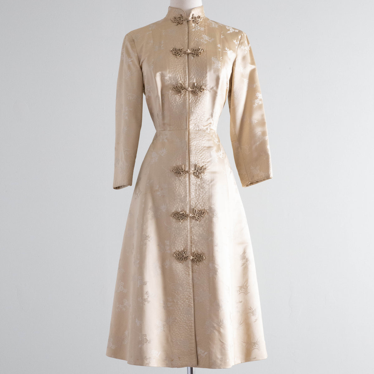 Luxurious 1950's Chinese Silk Hostess Dress With Pockets / Medium Xtabay Vintage Luxurious 1950's Chinese Silk Hostess Dress With Pockets / Medium Xtabay Vintage