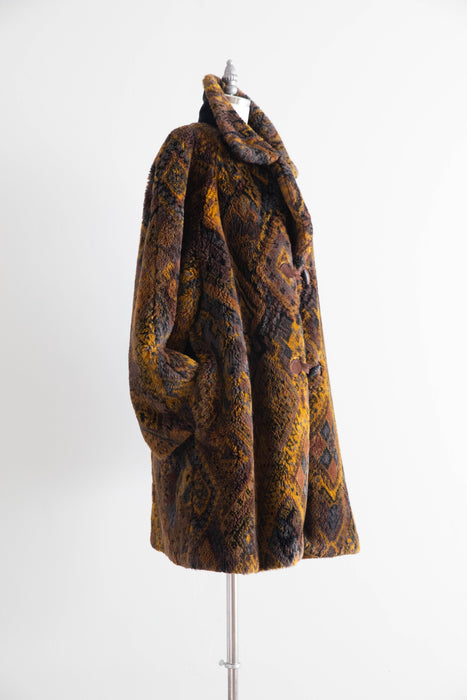 Fabulous 1980’s Faux Fur Printed coat from Italy / OS