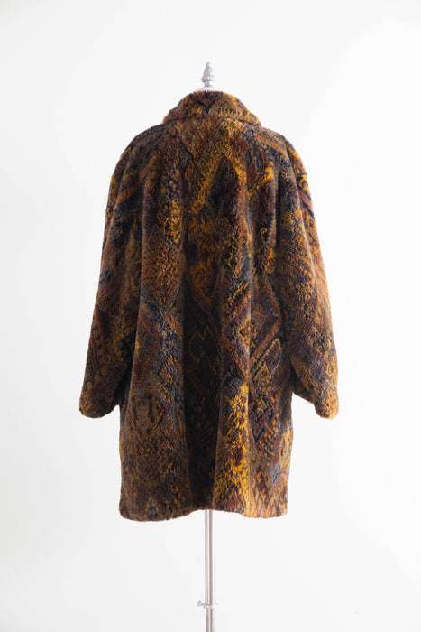Fabulous 1980’s Faux Fur Printed coat from Italy / OS