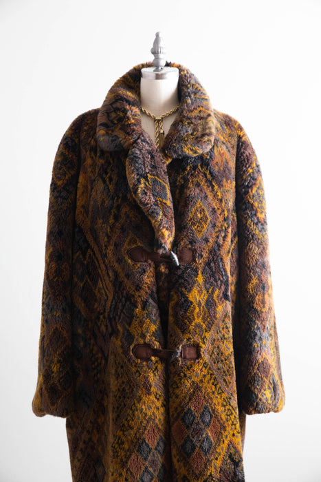 Fabulous 1980’s Faux Fur Printed coat from Italy / OS