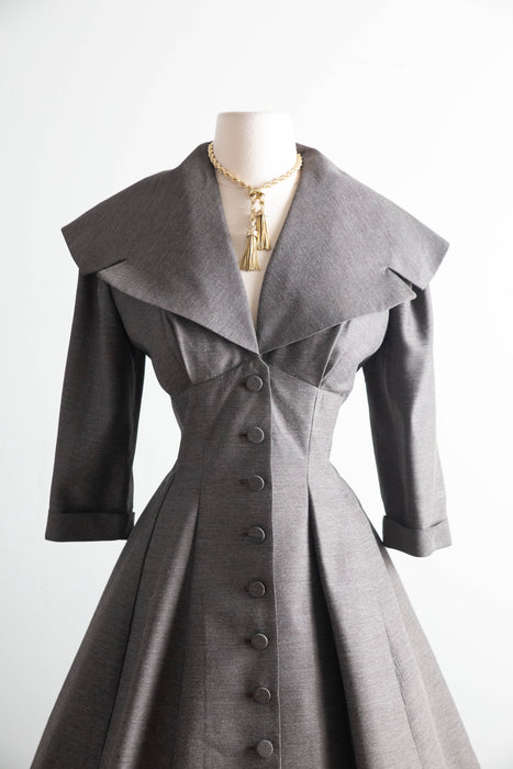 Stunning 1950’s Charcoal Grey New Look Dress By Jane Andre / M