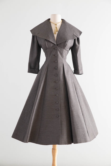 Stunning 1950’s Charcoal Grey New Look Dress By Jane Andre / M