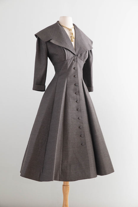 new look grey dress Spectacular 1950's New Look Era Steel Grey Cocktail Dress & Coat By Claudia Young / M