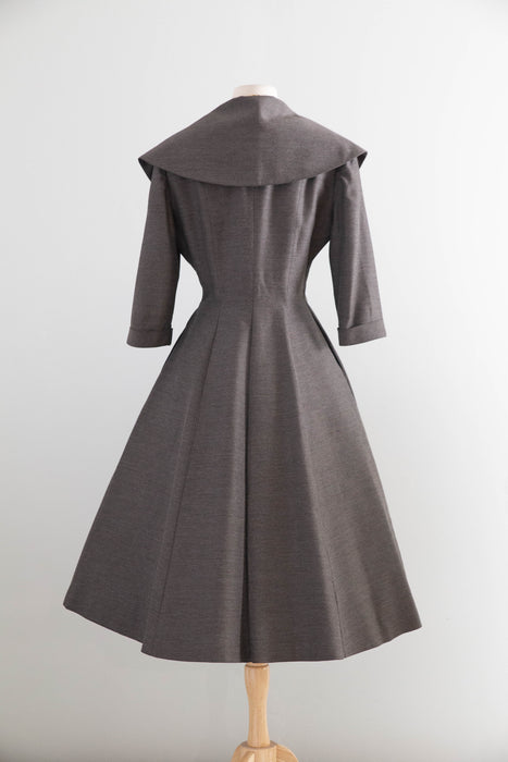Stunning 1950’s Charcoal Grey New Look Dress By Jane Andre / M