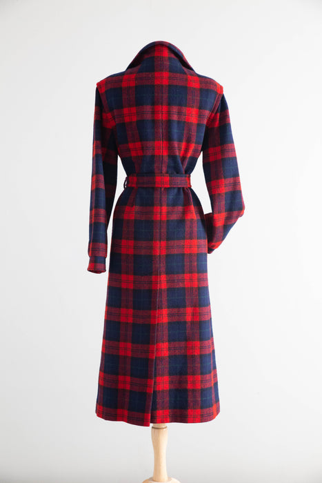 Iconic 1970s Pendleton Wool Plaid Ladies Wrap Coat  / M