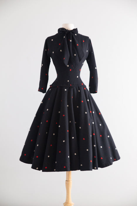 Fabulous 1950's Wool Dress By Mam'selle by Betty Carol / S