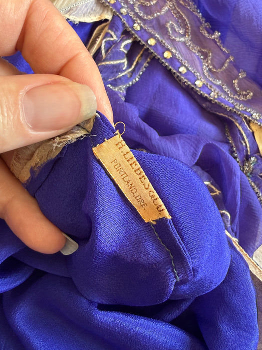 Exquisite 1920's Silk Chiffon Beaded Flapper Dress From H. Liebes & Co. / ML