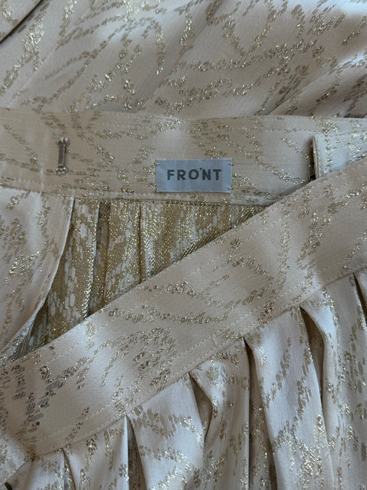 Elegant 1980's Geoffrey Beene Silk Blouse & Skirt Set / SM