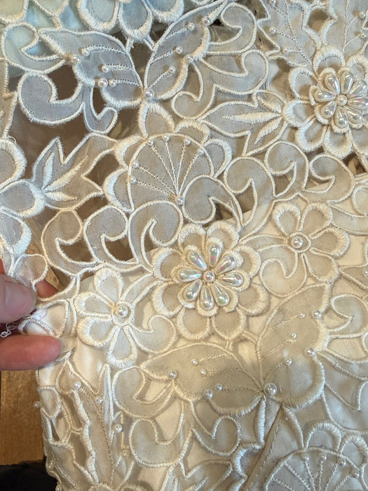 Breathtaking 1960's Wedding Gown In Pina Silk From The Philipines / XS