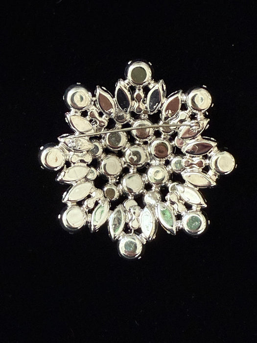 ❄️ Spectacular 1950’s Rhinestone 3” Snowflake Brooch ❄️