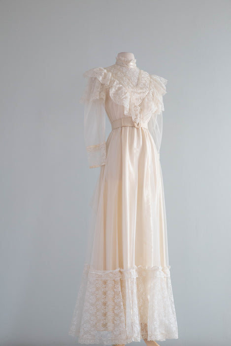 Romantic Gunne Sax Style Edwardian Inspired Wedding Gown / M – Xtabay Vintage