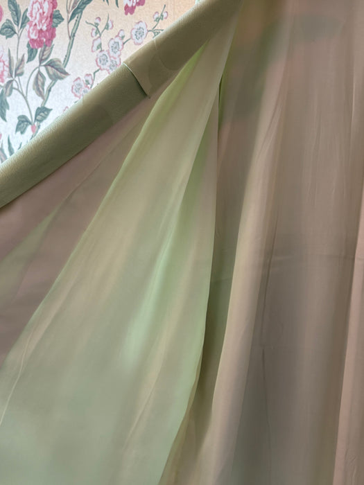 Stunning Vintage Celadon Green Silk Kimono With Hand Painted Birds / OS