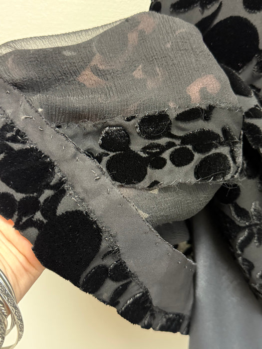 Elegant 1960's Couture Made Devore Silk Velvet Cocktail Dress / SM