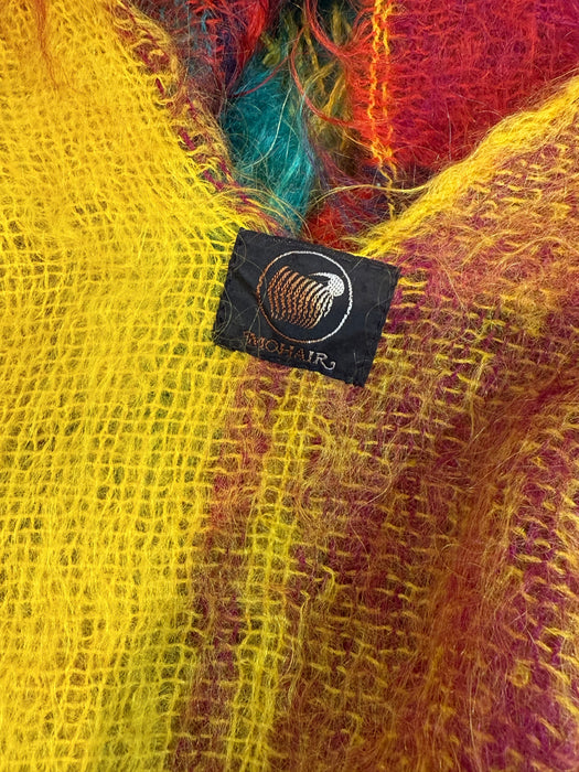 Fantastic 1970's Rainbow Mohair Wrap Cape / OS