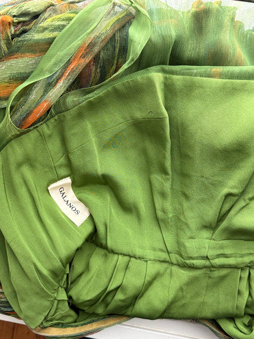 Exquisite Early 1960's James Galanos Silk Chiffon Cocktail Dress / XS