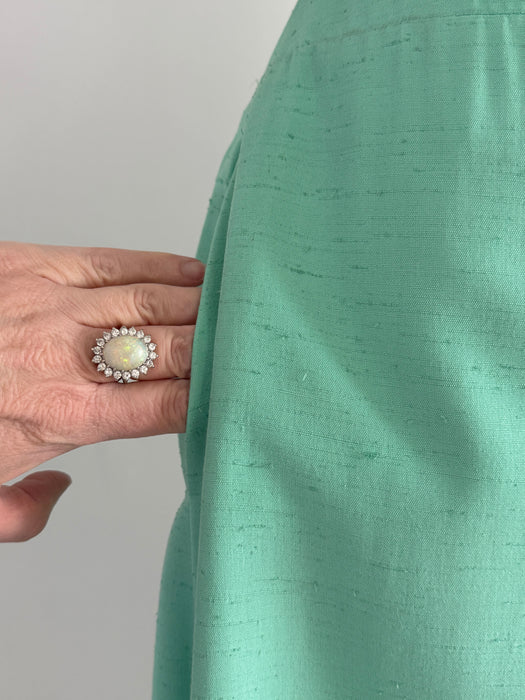 Impossibly Chic 1960's Seafoam Green Evening Dress By Mollie Parnis New York / M